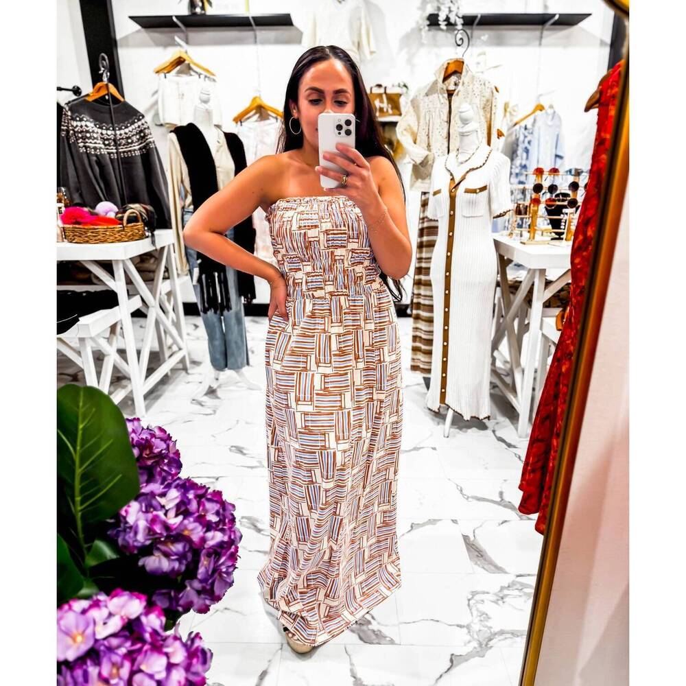 NEW DRESS TO women's salt air print smock maxi dress in multi